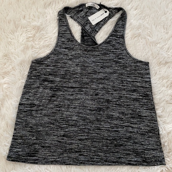 Rag & Bone Slub Black Twisted Back Tank
